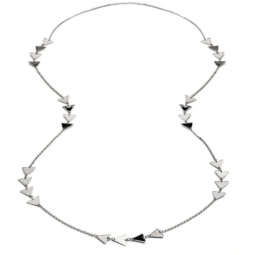 Long Dazzling Sterling Silver Triangle Charm Necklace